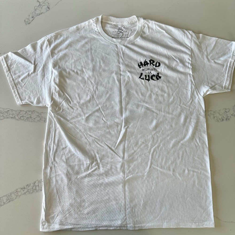 Hard Luck Men’s T-Shirt XL White Graphic Tee Skateboard Streetwear NWT